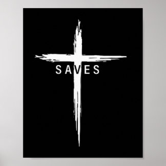 Cooles christliches Kreuz Jesus rettet Männer Frau Poster