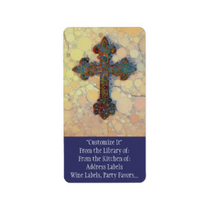 Cooles Christliches Kreuz-Mosaikmuster Adressaufkleber