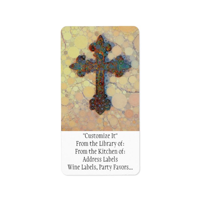 Cooles Christliches Kreuz-Mosaikmuster Adressaufkleber (Vorne)