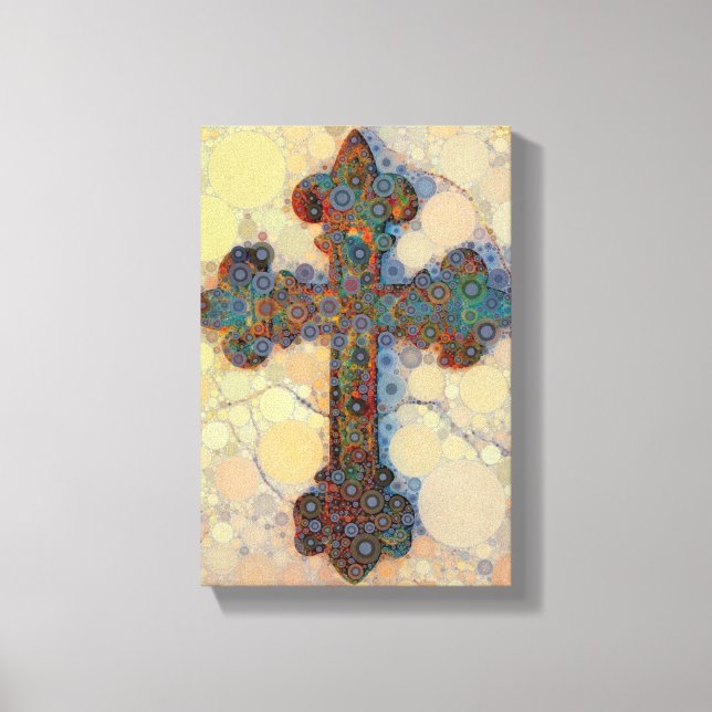 Cooles Christliches Kreuz-Mosaikmuster Leinwanddruck (Vorderseite)