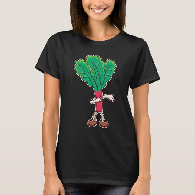 Cooles Dabbing Rhubarb Gemüse T-Shirt (Vorderseite)
