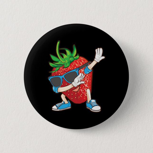 Cooles Dabbing Strawberry Funny Liebe Dancer Sweet Button (Vorderseite)
