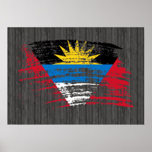 Cooles Design der antiguanischen Flagge Poster
