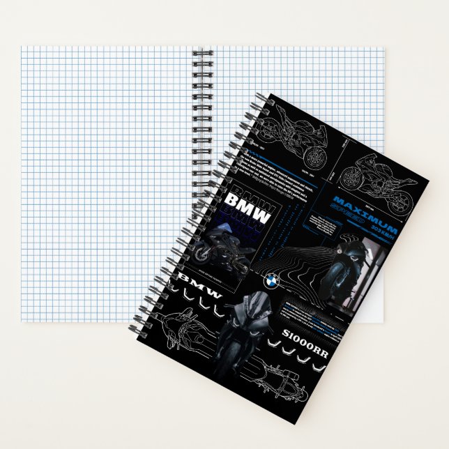 Cooles Design des BMW S1000RR Motorrades auf Noteb Notizbuch (Innen)