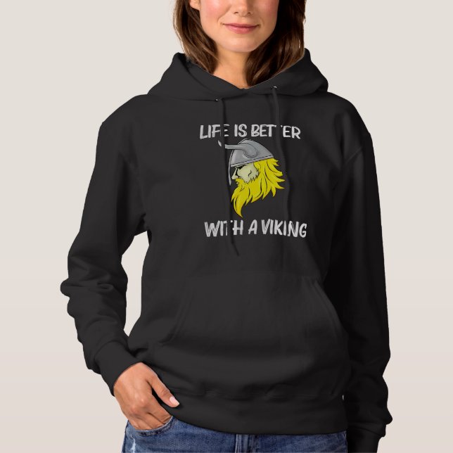 Cooles Design für männliche Frauen - Norse Horned  Hoodie (Vorderseite)