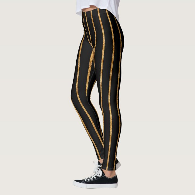 cooles Design goldfarbene Streifen Muster kosmisch Leggings (Links)