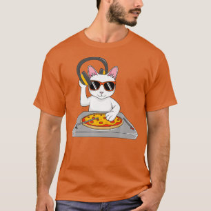 Cooles DJ-Katze-Pizza-Geschenk für Männer Frauen J T-Shirt