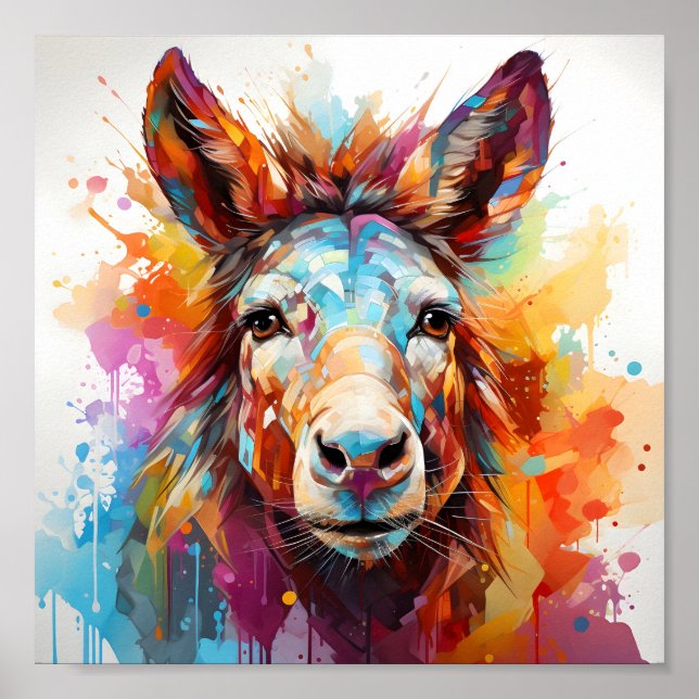 Cooles Donkey-Phantastisches Tierportrait Poster (Vorne)
