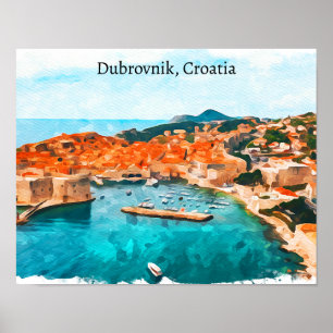 Cooles Dubrovnik Kroatien Adria Küste Panorama Aus Poster