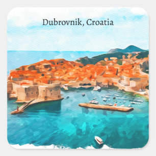 Cooles Dubrovnik Kroatien Adria Küste Panorama Aus Quadratischer Aufkleber