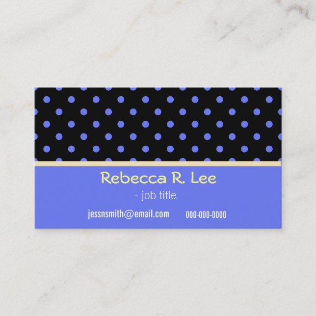 cooles, einfaches, elegantes blaues Polka-Dots-Ges Visitenkarte (Vorderseite)