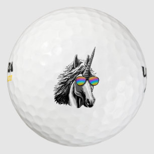 Cooles Einhorn mit Regenbogenblase Golfball