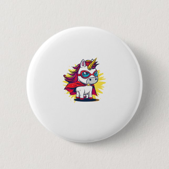Cooles Einhorn mit Superheld Cape Costume Long Sle Button (Vorderseite)