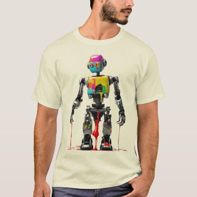 Cooles, einzigartiges Design des gestrichenen Robo T-Shirt (Vorderseite)
