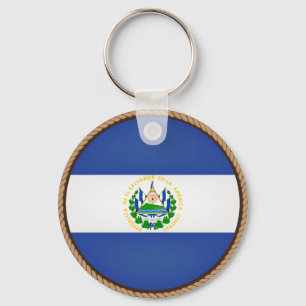Cooles El Salvador-Flaggen-Siegel Schlüsselanhänger