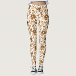 Cooles Elegant Brown Deer French Toile Leggings