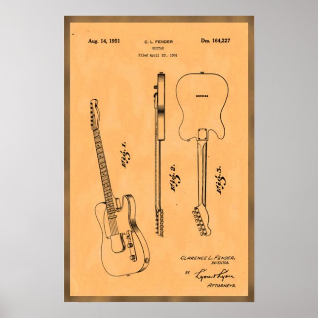 Cooles Elektrogitarrenpatent Poster (Vorne)