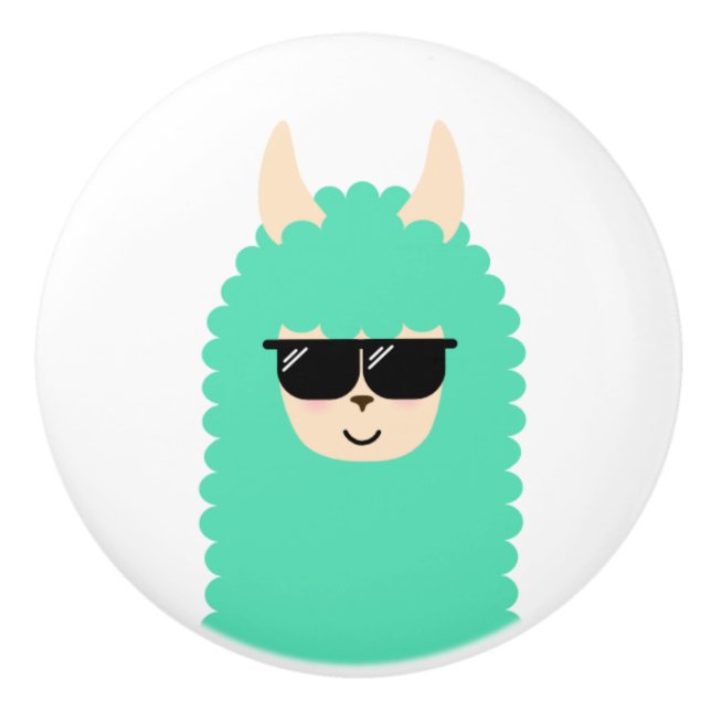 Cooles Emoji Lama Keramikknauf (Vorderseite)