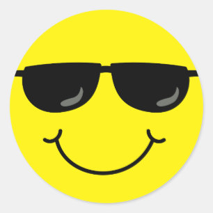 Cooles Emoji stellen mit Sonnenbrillen gegenüber Runder Aufkleber