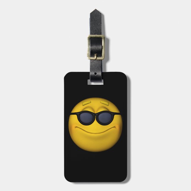 Cooles Emoticon mit Sonnenbrille Gepäckanhänger (Vorderseite vertikal)