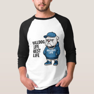 Cooles Englisch Bulldoggen-Leben Cartoon T-Shirt
