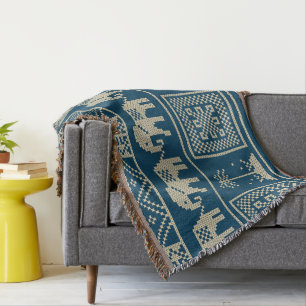Cooles ethnisches Muster Trendy Elefanten blau Decke