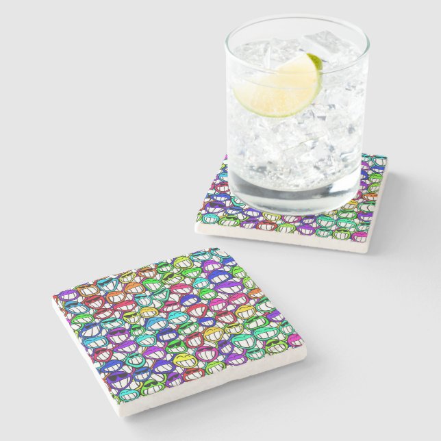 Cooles Faces Pattern + Ihre Idee Steinuntersetzer (Seitenansicht)