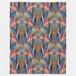 Cooles Farbmuster für Tiere - Elefant 5 Fleecedecke
