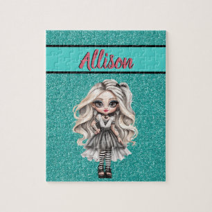 Cooles Fashion Girl Türkis Glitter Personalisiert
