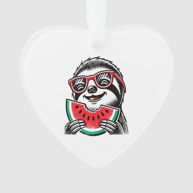 Cooles Faultier beim Wassermelone essen Ornament (Vorderseite)