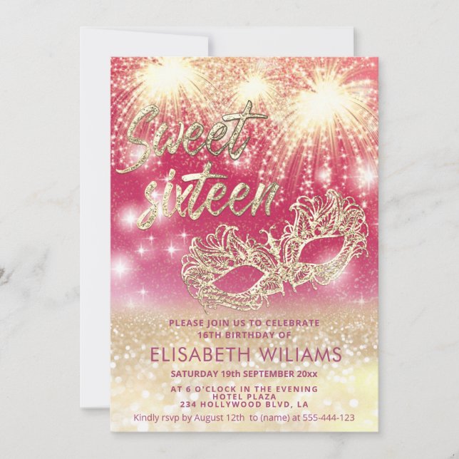 Cooles Feuerwerk Masquerade bezaubernde glatter om Einladung (Vorderseite)