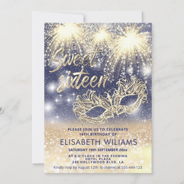 Cooles Feuerwerk Masquerade bezaubernde glatter om Einladung (Vorderseite)