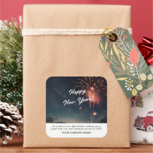Cooles Fireworks Theme Happy New Year Custom Messa Quadratischer Aufkleber