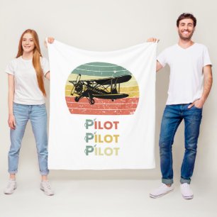 Cooles Flugzeug & Sonnenuntergang, Vintag Retro-St Fleecedecke