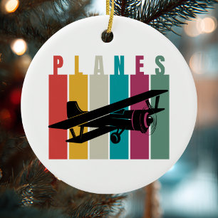 Cooles Flugzeugfoto, Frohe Weihnachten, Personalis Keramik Ornament