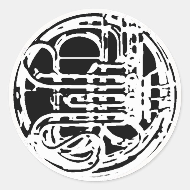 Cooles französisches Horn-Design Runder Aufkleber (Vorderseite)