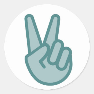 Cooles Friedenszeichen Hand Emoji Runder Aufkleber