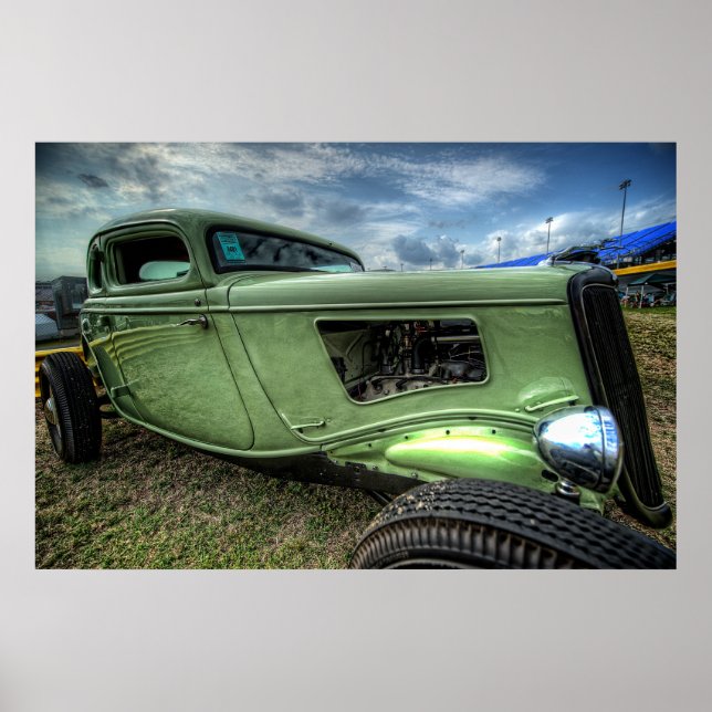 Cooles Frisierte Auto aus Flathopfen in HDR. Poster (Vorne)
