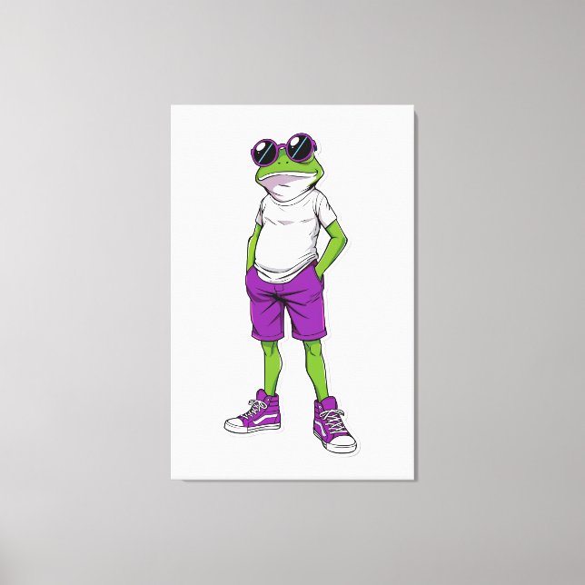 Cooles Frosch‑Canvas – Lustiger Brillenfrosch Kind Leinwanddruck (Vorderseite)