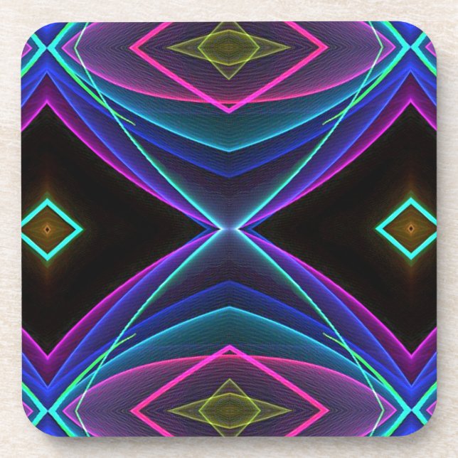 Cooles Funky Leuchtstoff farbiges Neonmuster Untersetzer (Vorderseite)