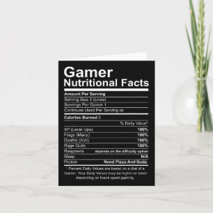 Cooles Gamer-Video-Spiel: ernährungsphysiologische Karte