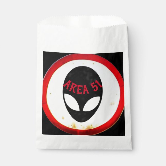Cooles Gebiet 51 Alien-Head Road Sign Rot Schwarz- Geschenktütchen (Vorderseite)