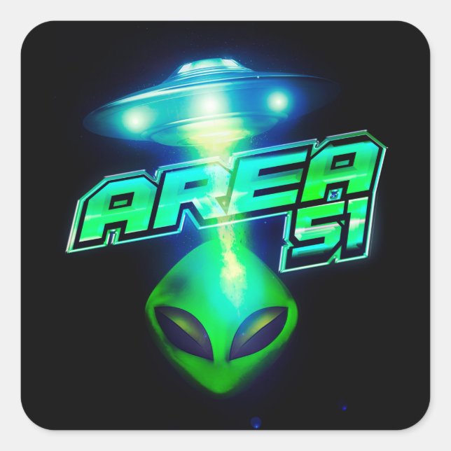 Cooles Gebiet 51 Alien Raumfahrt Quadratischer Aufkleber (Vorderseite)