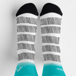 cooles gemustertes Schwarz-weißes Türkis hinzufüge Socken