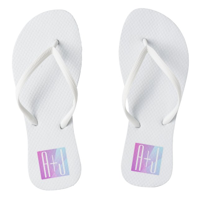 Cooles geometrisches Rosa und Lila | Paarinitiativ Flip Flops (Fußbett)