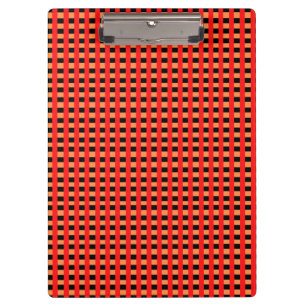 Cooles Gingham Orange-, Rot- und Schwarz-Muster Klemmbrett