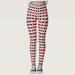 Cooles Gingham Pink Black and White Design Leggings