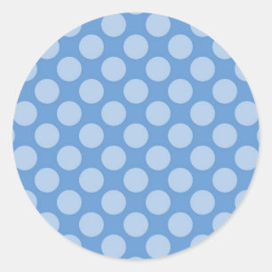 Cooles Girly Blue Polka Dots Muster auf blauen Ges Runder Aufkleber