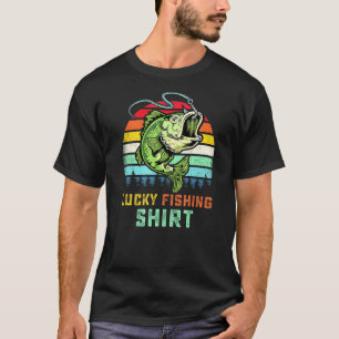 Cooles Glückliches Angeln Retro Barsch Bass Fische T-Shirt