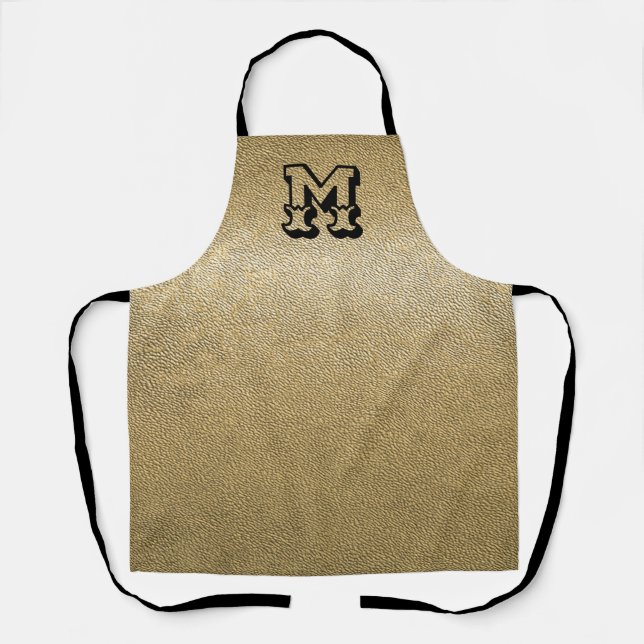 Cooles Gold Leather Look Mit Monogramm Schürze (Vorderseite)